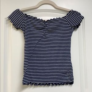 tight off the shoulder striped crop top